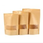 White Kraft Paper Food Packing Standing Pouch Foil Brown Paper Bags dengan Jendela Yang Jelas